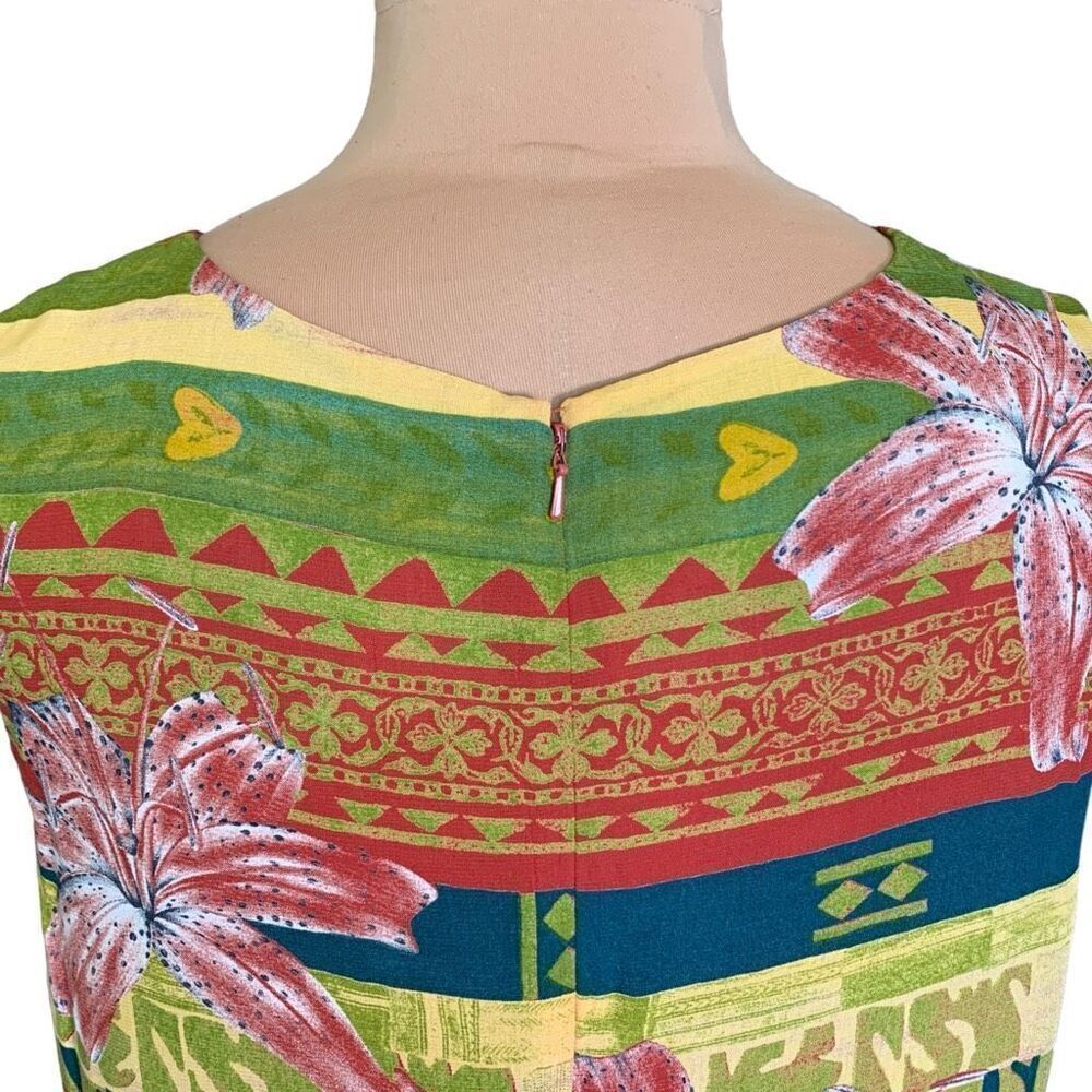 Vintage Donna Morgan Mini Dress Sleeveless Drop Waist Floral Tropical Print - Picture 6 of 10